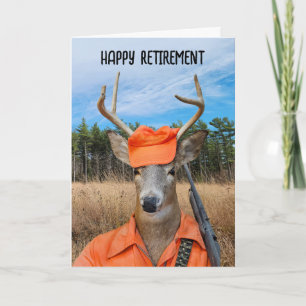 Retirement Buck Hunter With Rifle Card