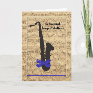 Retirement Card for Musician Notes and Sax