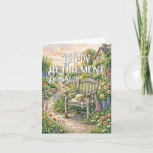 Retirement Card with Cottage Garden Illustration
