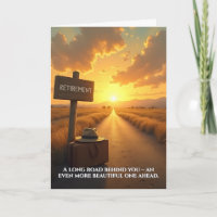 Retirement Card with Sunset Road and Quote Design