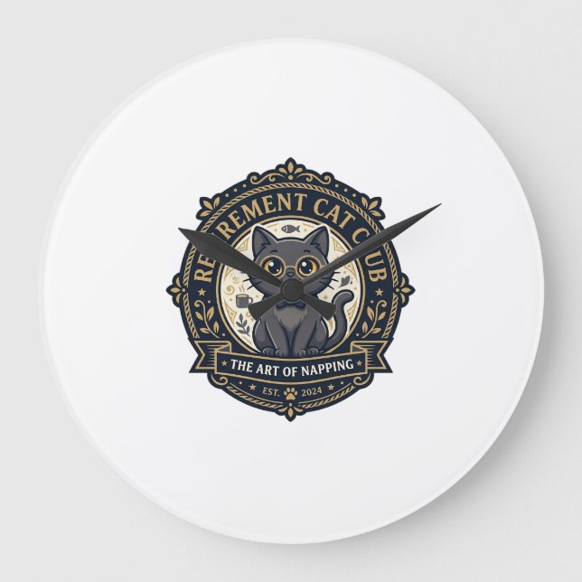 Retirement Cat Cat Dad Gift Idea - Retirement Cat  Large Clock (Front)