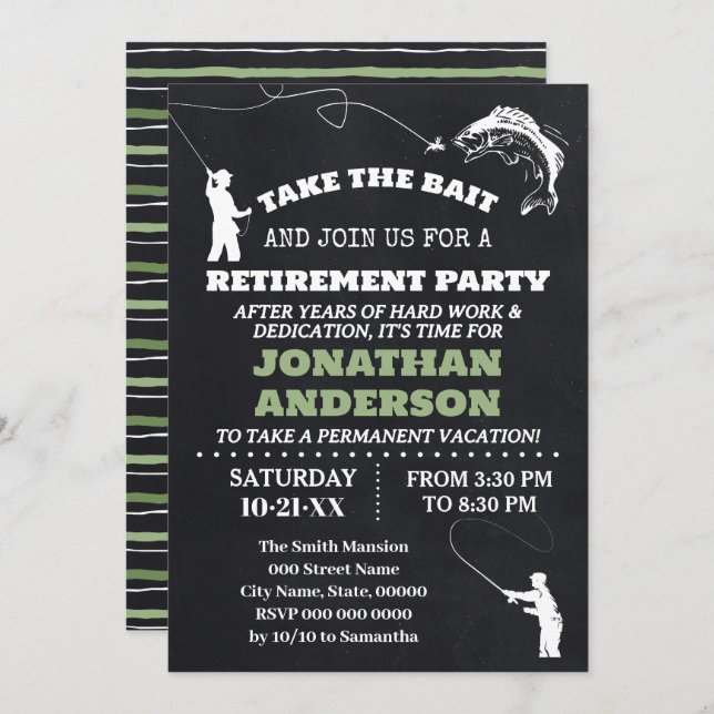 Retirement Celebration Fishing Retirement Party Invitation (Front/Back)