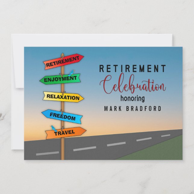 Retirement Celebration Invitation Road Signs Name  (Front)