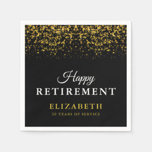 Retirement Celebration Party Gold Glitter Napkin