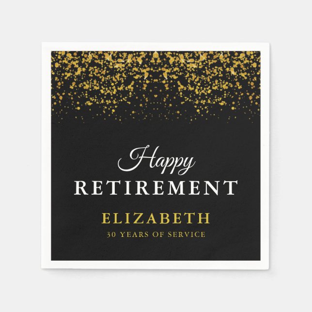 Retirement Celebration Party Gold Glitter Napkin (Front)