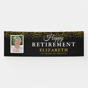 Retirement Celebration Party Gold Glitter Photo Ba Banner