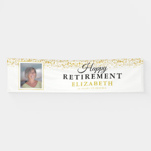 Retirement Celebration Party Gold Glitter Photo Banner