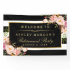 Retirement Celebration Party Vintage Floral Stripe