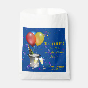 Retirement Celebration Sparkling Wine Blue Favour Bag