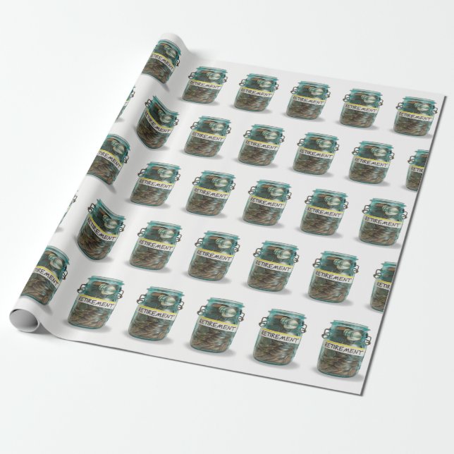 retirement coins in mason jar wrapping paper (Unrolled)