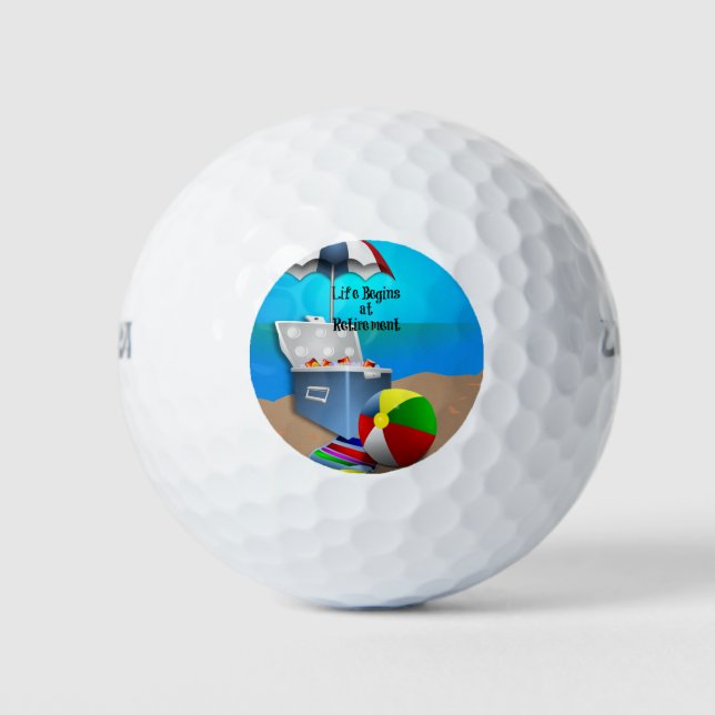 Retirement - Colourful Beach Theme Golf Balls (Front)