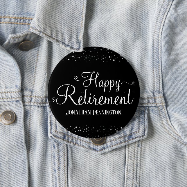 Retirement Confetti 4 Inch Round Button (In Situ)