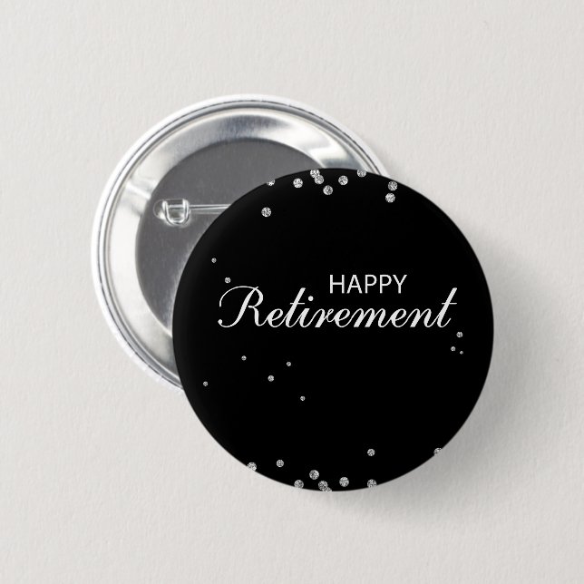 Retirement Congratulations Black with Silver Spark 2 Inch Round Button (Front & Back)