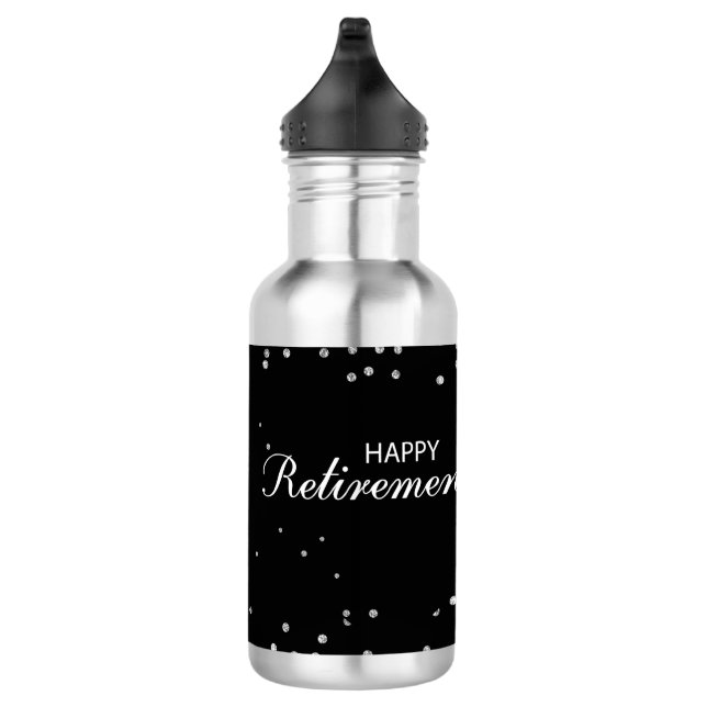 Retirement Congratulations Black with Silver Spark 532 Ml Water Bottle (Right)