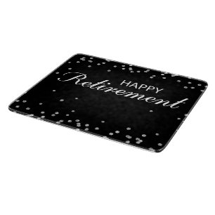 Retirement Congratulations Black with Silver Spark Cutting Board