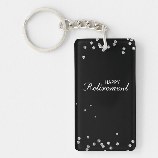 Retirement Congratulations Black with Silver Spark Keychain (Front)
