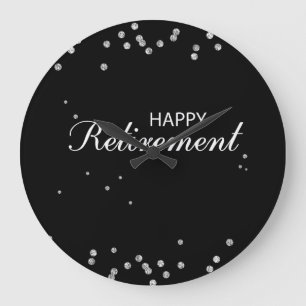 Retirement Congratulations Black with Silver Spark Large Clock