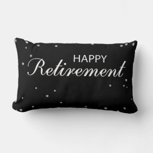 Retirement Congratulations Black with Silver Spark Lumbar Pillow