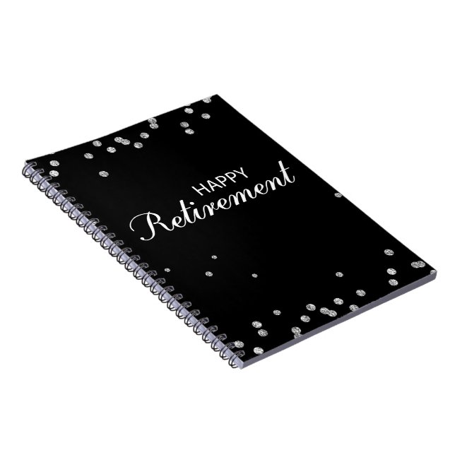 Retirement Congratulations Black with Silver Spark Notebook (Right Side)