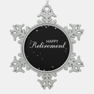 Retirement Congratulations Black with Silver Spark Snowflake Pewter Christmas Ornament