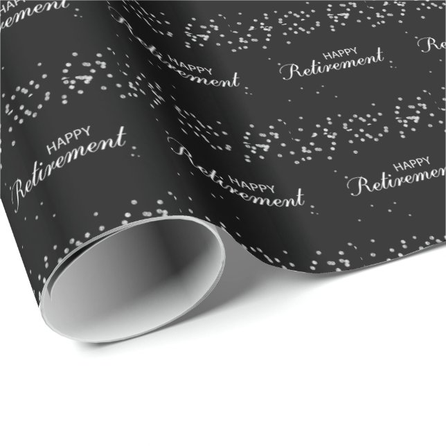 Retirement Congratulations Black with Silver Spark Wrapping Paper (Roll Corner)