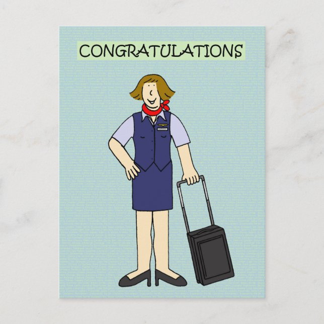 Retirement Congratulations Cabin Crew Postcard (Front)