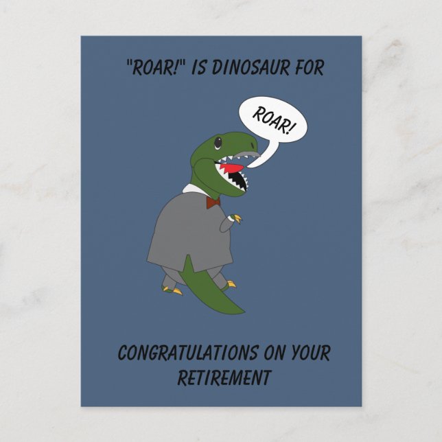 Retirement Congratulations Dinosaur Personalize Postcard (Front)
