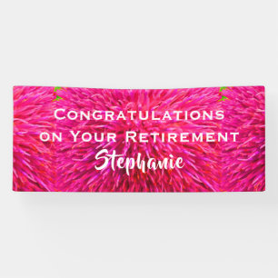 Retirement Congratulations Hot Pink Floral Closeup Banner