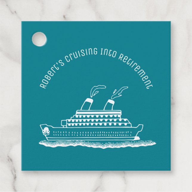 Retirement Cruise Ship Party Favour Tags (Front)