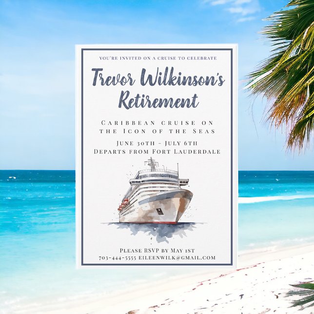 Retirement Cruise Vacation to Tropical Islands Invitation (Creator Uploaded)