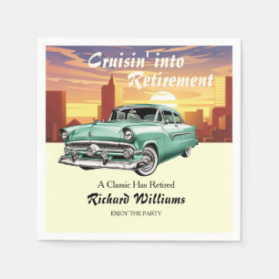 Retirement Cruising Classic Retro Car City Party Napkin