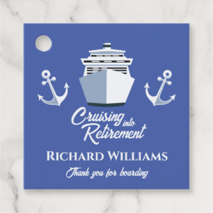 Retirement Cruising into Retirement Cruise Ship Favour Tags