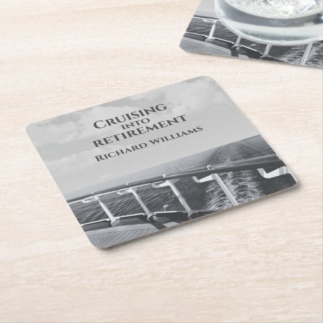 Retirement Cruising into Retirement Cruise Ship  Square Paper Coaster (Angled)