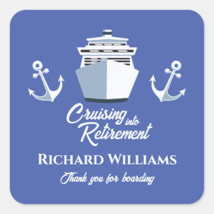 Retirement Cruising into Retirement Cruise Ship Square Sticker