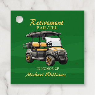 Retirement Elegant Golf Theme Cart Green Gold Favour Tags