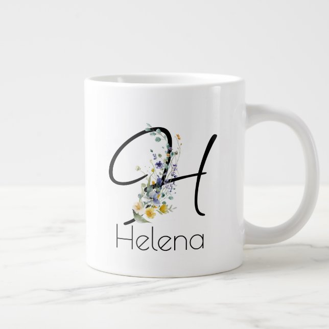 Retirement  employer Soft Monogram  Watercolor Large Coffee Mug (Right)