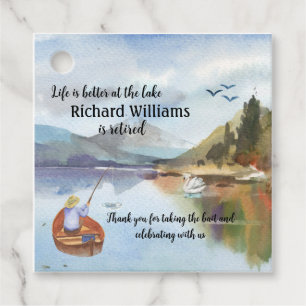 Retirement fishing at the lake watercolor favour tags