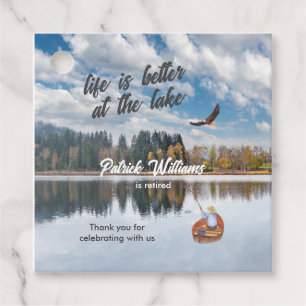 Retirement fishing at the lake watercolor favour tags