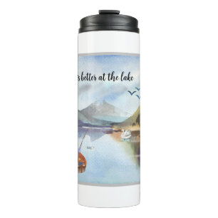 Retirement fishing at the lake watercolor thermal tumbler