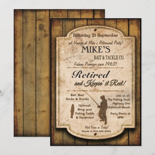Retirement Fishing Party Invitation (Front/Back)