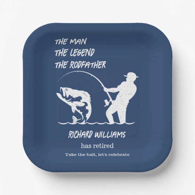 Retirement Fishing the Rodfather Big Fish  Paper Plate (Front)