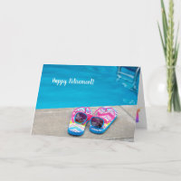 Retirement flip-flops by pool