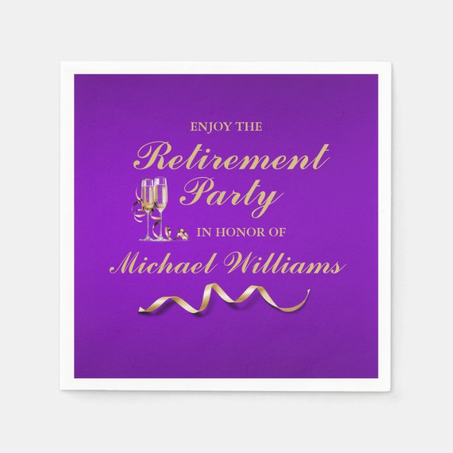 Retirement Formal Classic Champagne Glass Napkin (Front)