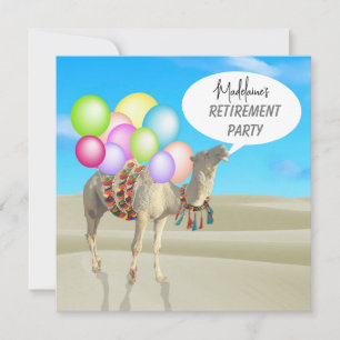 Retirement Fun Desert Camel Balloons Colourful Invitation