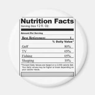 Retirement Funny Nutrition label Magnet