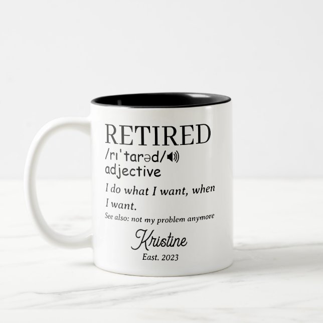 Retirement Funny Retired Definition Two-Tone Coffee Mug (Left)