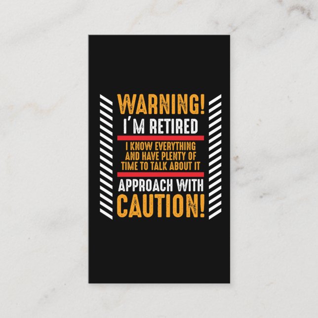 Retirement Gag Saying Senior Retired Husband Business Card (Front)