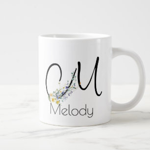 Retirement gift employer monogram watercolor  large coffee mug