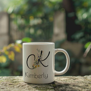 Retirement gift employer monogram watercolor large coffee mug