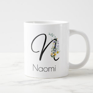 Retirement gift employer monogram watercolor large coffee mug
